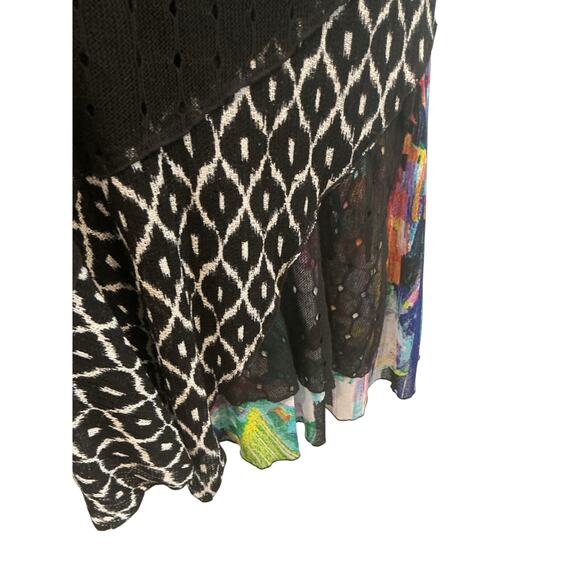 Faratelli Womens Artsy Tunic Top Size Extra Large Black Boho Mesh Fairy Grunge - Picture 8 of 10